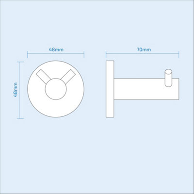 Nes Home 70mm Round Double Robe Hook Chrome