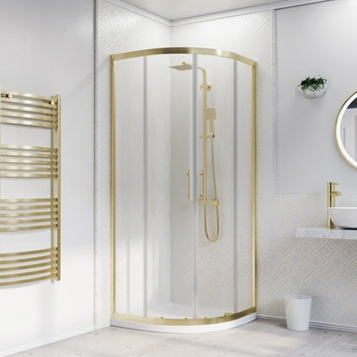 Nes Home 800 x 1850mm Quadrant Corner Shower Enclosure Brushed Brass