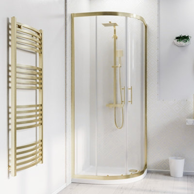 Nes Home 800 x 1850mm Quadrant Corner Shower Enclosure Brushed Brass - 3