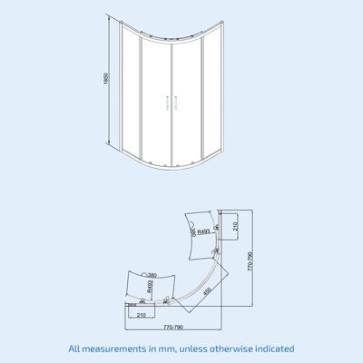 Nes Home 800 x 1850mm Quadrant Corner Shower Enclosure Brushed Brass - 6