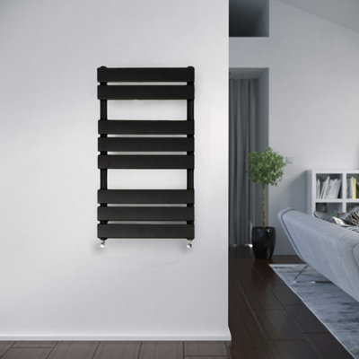 Nes Home 800 X 500 mm Flat Panel Straight Black Towel Rail Radiator Price Comparisons | Compare The Build