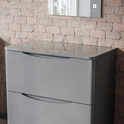 Nes Home 800mm Light Grey Round Corner MDF Bathroom Worktop For Vanity Cabinet