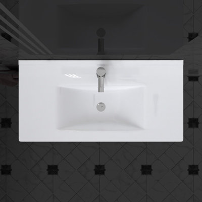 Nes Home 800mm Modern White Slim Ceramic Inset Basin - 3