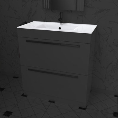 Nes Home 800mm Modern White Slim Ceramic Inset Basin - 5
