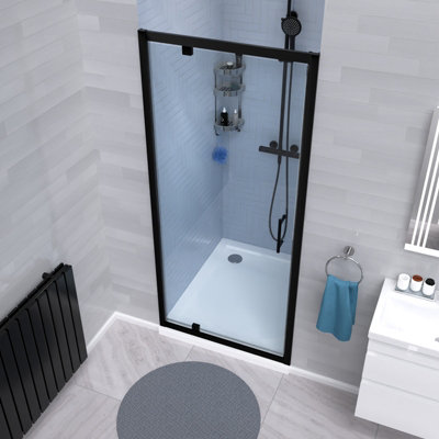 Nes Home 800mm Pivot Shower Door Enclosure Screen 6mm Tempered Glass Matte Black - 3