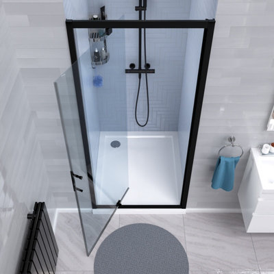 Nes Home 800mm Pivot Shower Door Enclosure Screen 6mm Tempered Glass Matte Black - 4