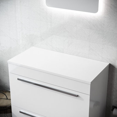 Nes Home 805mm Gloss White MDF Bathroom Worktop For Vanity Cabinet