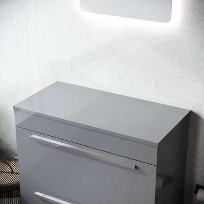Nes Home 805mm Light Grey MDF Bathroom Worktop For Vanity Cabinet