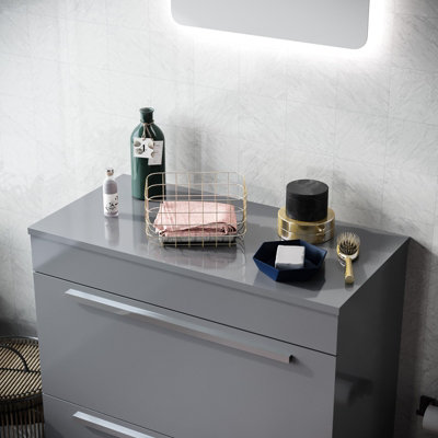 Nes Home 805mm Light Grey MDF Bathroom Worktop For Vanity Cabinet - 3