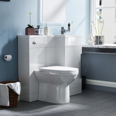 Nes Home 900 mm RH Basin Sink Vanity Cabinet White WC Unit BTW Toilet Melbourne