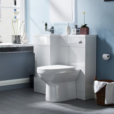 Nes Home 900 mm White LH Basin Sink Vanity Cabinet WC Unit BTW Toilet Melbourne
