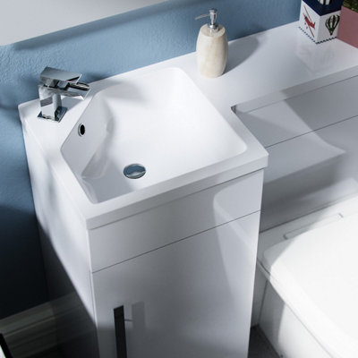 Nes Home 900 mm White LH Basin Sink Vanity Cabinet WC Unit BTW Toilet Melbourne