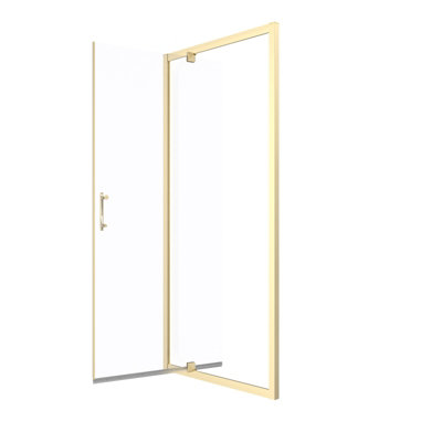 Nes Home 900 x 1850mm Shower Enclosure Pivot Door Brushed Brass - 5