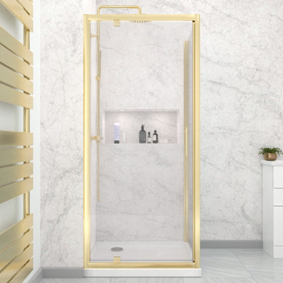 Nes Home 900 x 700mm Pivot Door Shower Enclosure & Side Panel Brushed Brass