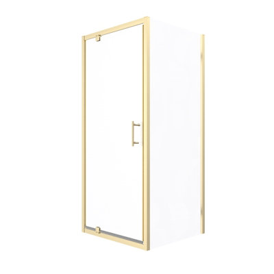 Nes Home 900 x 700mm Pivot Door Shower Enclosure & Side Panel Brushed Brass - 6