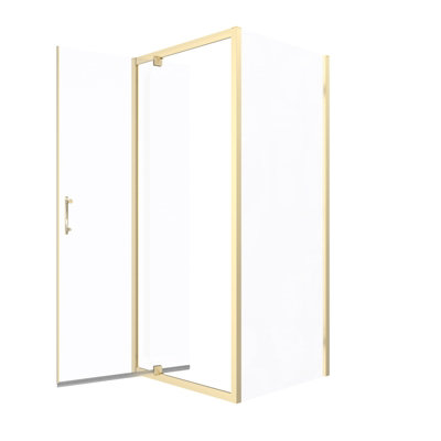 Nes Home 900 x 700mm Pivot Door Shower Enclosure & Side Panel Brushed Brass - 7