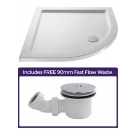 Nes Home 900 x 900 Slim Line Quadrant Shower Tray with Low Profile and Free Waste