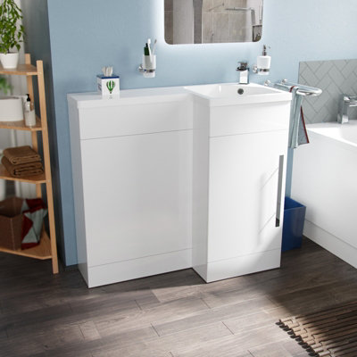 Nes Home 900mm L Shape Right Hand Bathroom White Basin Vanity Flat Pack Price Comparisons | Compare The Build