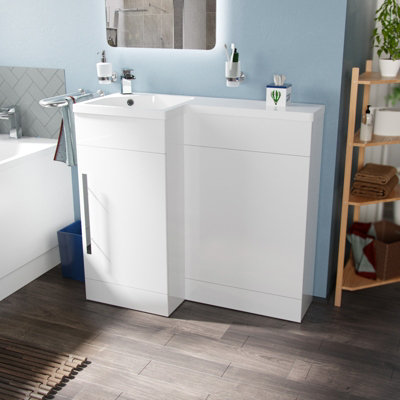 Nes Home 900mm Modern L Shape Left Hand Bathroom Basin Vanity Flat Pack Price Comparisons | Compare The Build