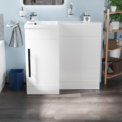 Nes Home 900mm Modern L Shape Left Hand Bathroom Basin Vanity Flat Pack