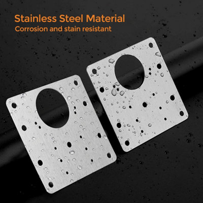 Nes Home 90mm Hinge Repair Plate Rust Resistant Steel Furniture Cupboard Repair Mount Set - 5