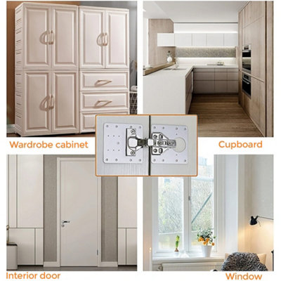 Nes Home 90mm Hinge Repair Plate Rust Resistant Steel Furniture Cupboard Repair Mount Set - 6