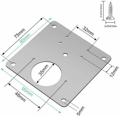 Nes Home 90mm Hinge Repair Plate Rust Resistant Steel Furniture Cupboard Repair Mount Set - 8