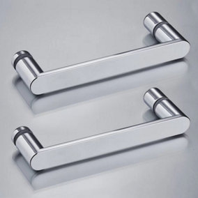 Nes Home A Pair of Universal Rounded Chrome 160 mm Shower Door Handles