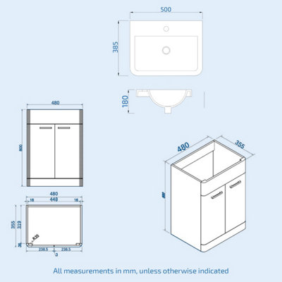 Nes Home Afern 500mm Freestanding Vanity Unit and Close Coupled Rimless Toilet Anthracite - 6