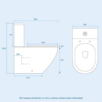 Nes Home Afern 500mm Freestanding Vanity Unit and Close Coupled Rimless Toilet Anthracite - 7