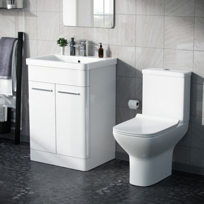 Nes Home Afern 600mm Floorstanding Vanity Basin Unit & Rimless Close ...