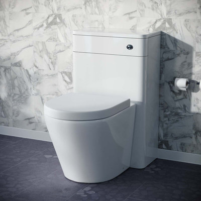 Nes Home Afern Modern 500mm Back To Wall WC Rimless Toilet Gloss White Space Saving