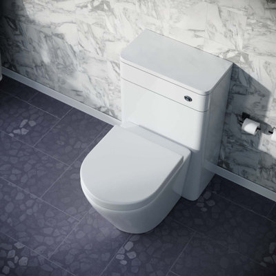 Nes Home Afern Modern 500mm Back To Wall WC Rimless Toilet Gloss White Space Saving - 3