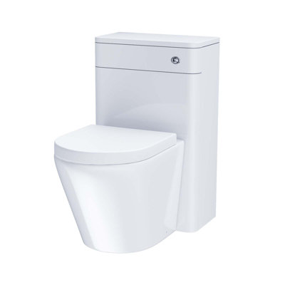 Nes Home Afern Modern 500mm Back To Wall WC Rimless Toilet Gloss White Space Saving - 4