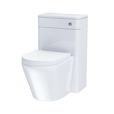 Nes Home Afern Modern 500mm Back To Wall WC Rimless Toilet Gloss White Space Saving