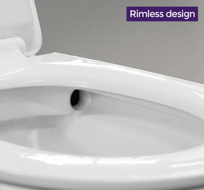 Nes Home Afern Modern 500mm Grey  Back To Wall WC Unit & Rimless Toilet Pan Space Saving - 7