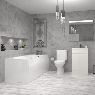 Nes Home Alaska 1700mm Round Bath,500mm Freestanding Basin Vanity,Close Coupled Toilet Price Comparisons | Compare The Build