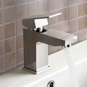Nes Home Aldo Bathroom Cloakroom Basin Mixer Tap & Waste Chrome