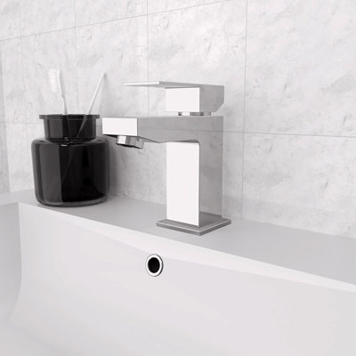 Nes Home Aldo Bathroom Cloakroom Basin Mixer Tap & Waste Chrome - 6