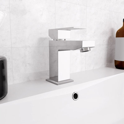 Nes Home Aldo Bathroom Cloakroom Basin Mixer Tap & Waste Chrome - 7