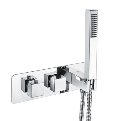 Nes Home Alice 2 Dial 2 Way Square Thermostatic Concealed Valve Diverter & Shower Handset