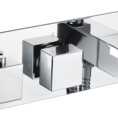Nes Home Alice 2 Dial 2 Way Square Thermostatic Concealed Valve Diverter & Shower Handset - 4