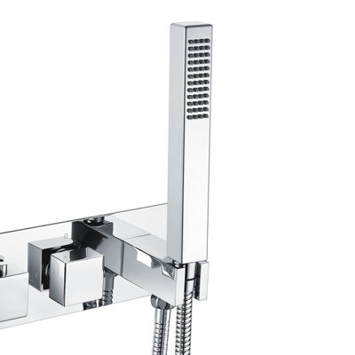 Nes Home Alice 2 Dial 2 Way Square Thermostatic Concealed Valve Diverter & Shower Handset - 5