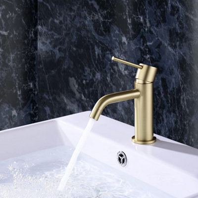 Nes Home Alice Cloakroom Brushed Brass Round Basin Mono Mixer Tap