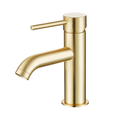 Nes Home Alice Cloakroom Brushed Brass Round Basin Mono Mixer Tap