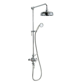 Nes Home Amelie Traditional 2 Outlet Exposed Shower Thermostatic Shower Bar Mixer Valve & Riser Rail Kit Set