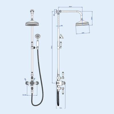 Nes Home Amelie Traditional 2 Outlet Exposed Shower Thermostatic Shower ...