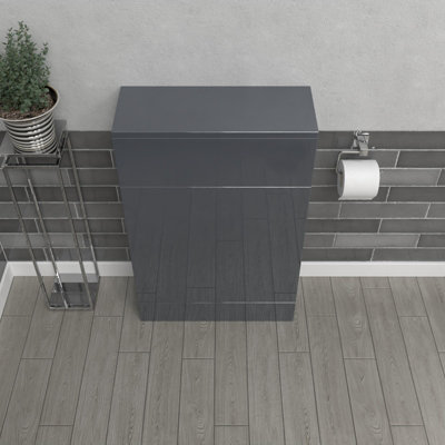 Nes Home Anthracite 500mm Freestanding Back To Wall WC Unit Bathroom