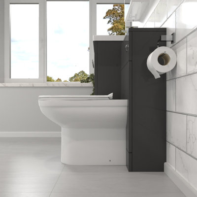 Nes Home Anthracite Basin Vanity Cabinet With WC Unit & Soft Close Toilet