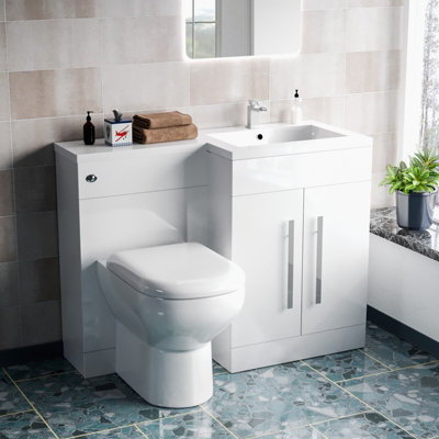 Nes Home Aric 1100mm Right Hand Freestanding Vanity with Back To Wall ...